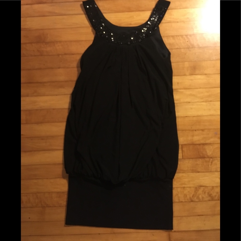 Black mini dress w sequin collar